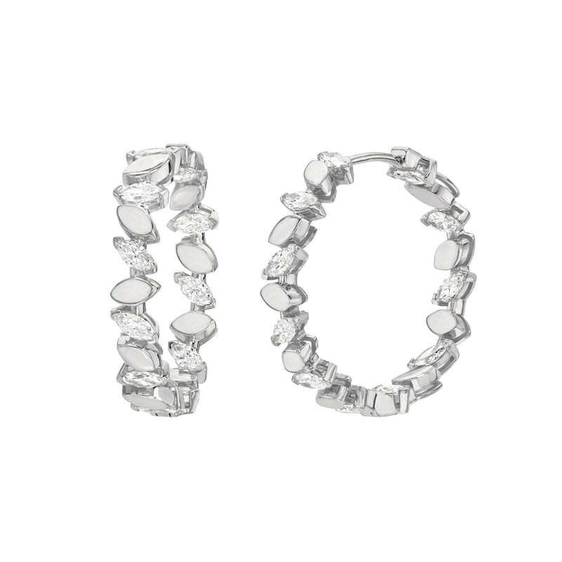 Dancing Marquise Diamond Hoop Earrings White Gold Lab-Created by Logan Hollowell Jewelry