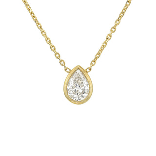 Floating Water Drop Diamond Necklace Yellow Gold by Logan Hollowell Jewelry