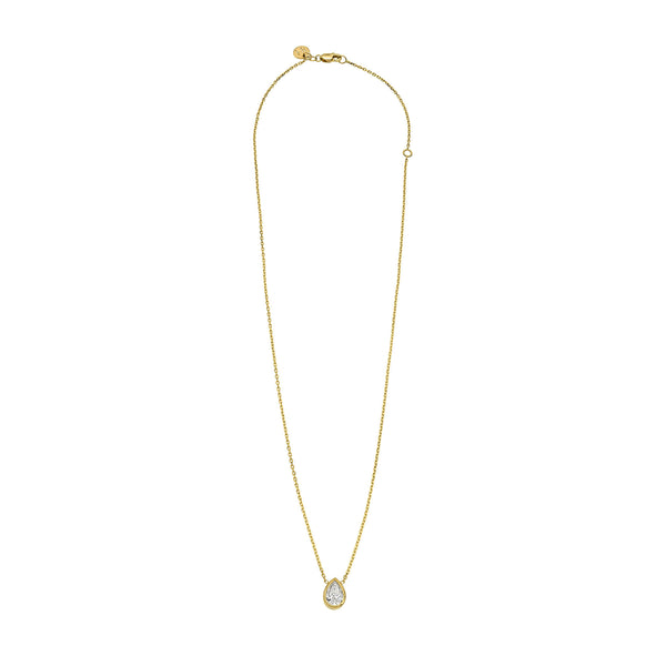 Floating Water Drop Diamond Necklace by Logan Hollowell Jewelry