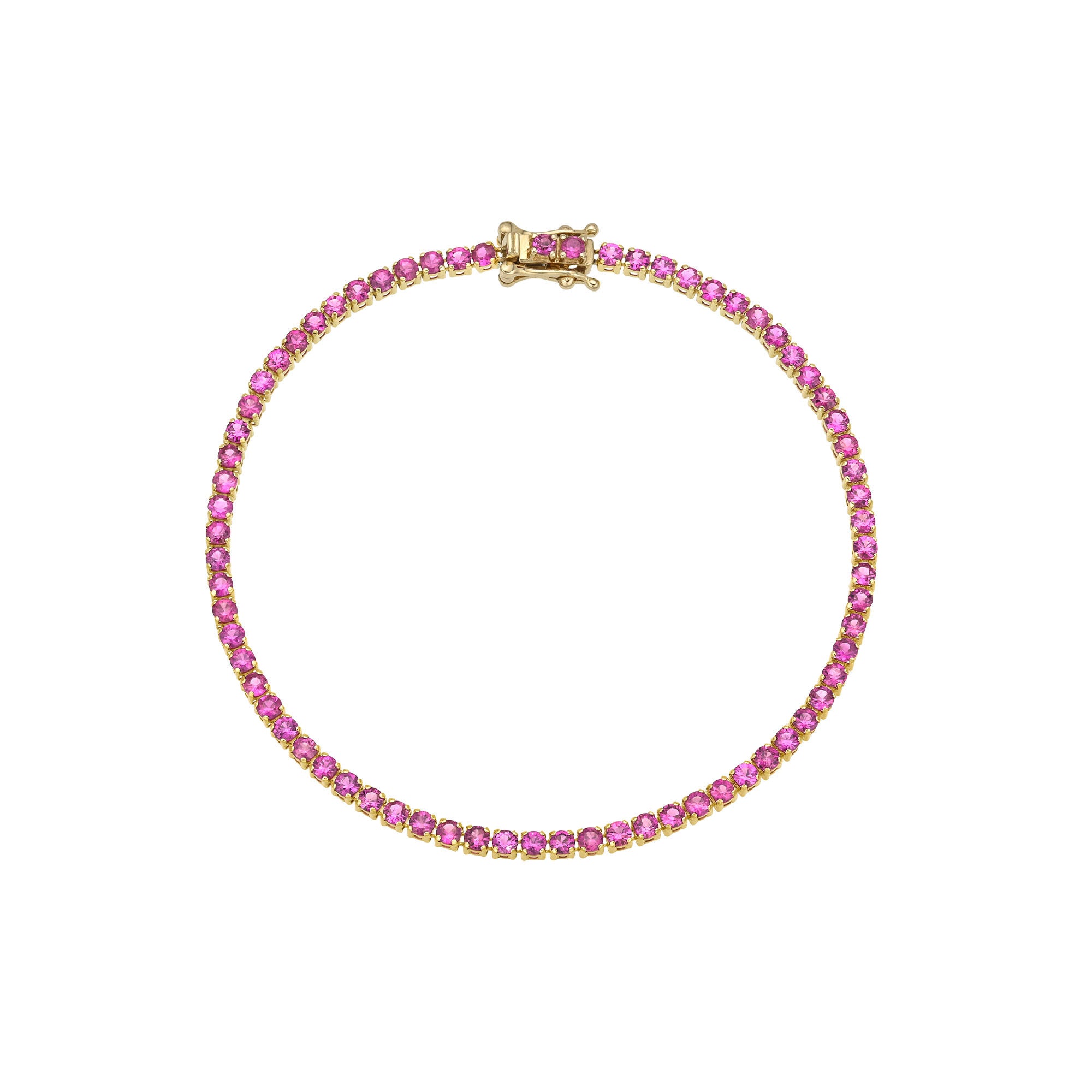 Petite Ruby Tennis Bracelet Yellow Gold by Logan Hollowell Jewelry