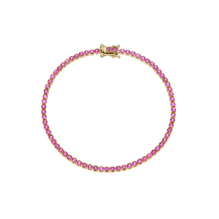 Petite Ruby Tennis Bracelet Yellow Gold by Logan Hollowell Jewelry