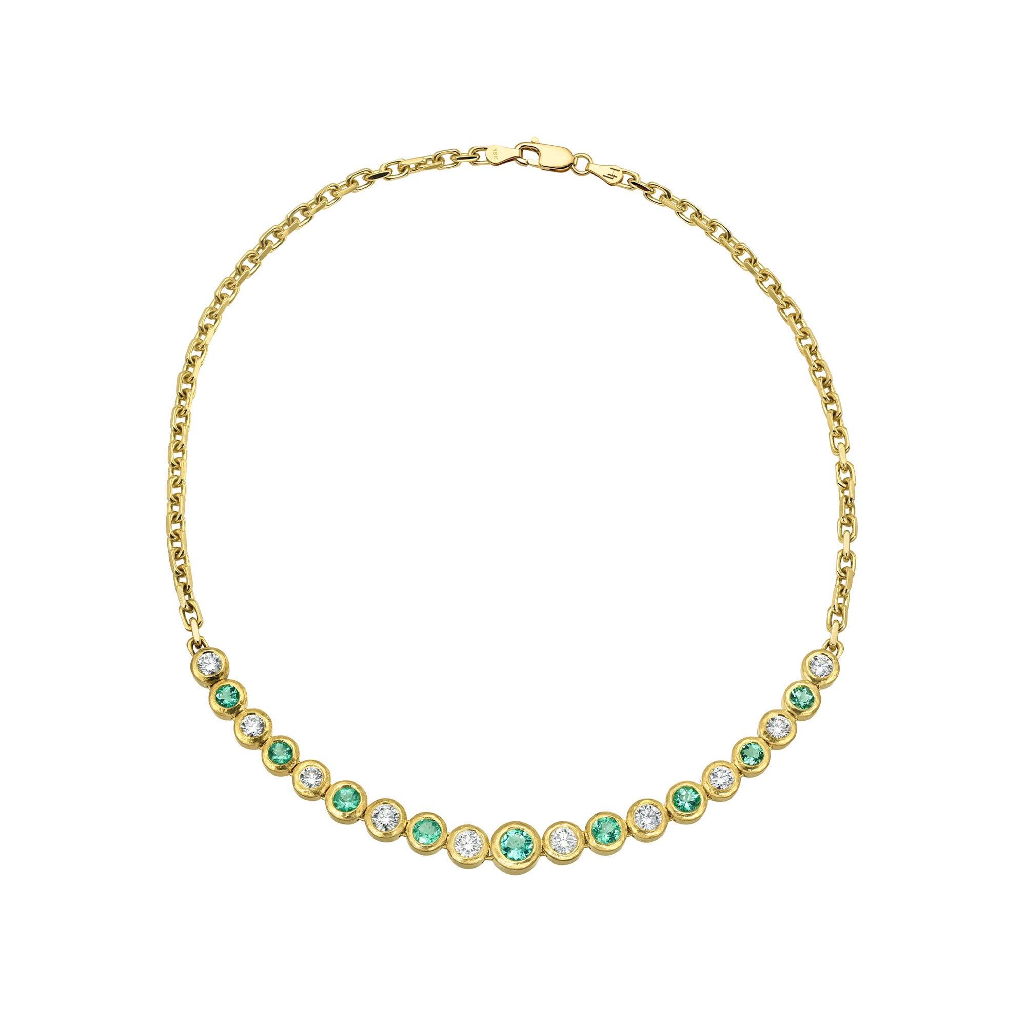 Paraiba and Diamond Bubble Link Necklace