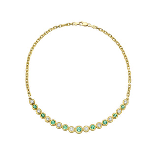 Paraiba and Diamond Bubble Link Necklace