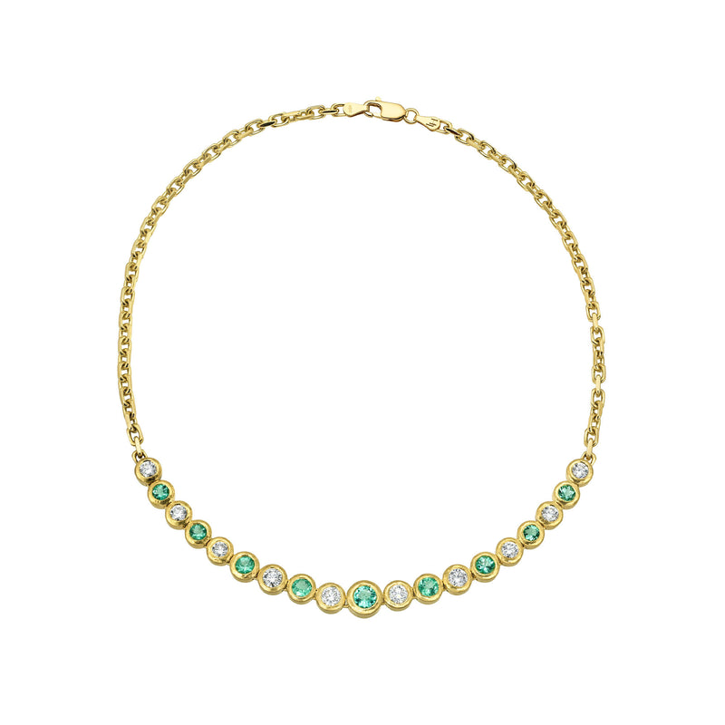 Paraiba and Diamond Bubble Link Necklace
