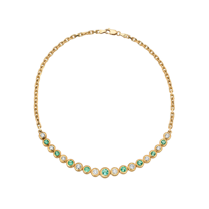 Paraiba and Diamond Bubble Link Necklace