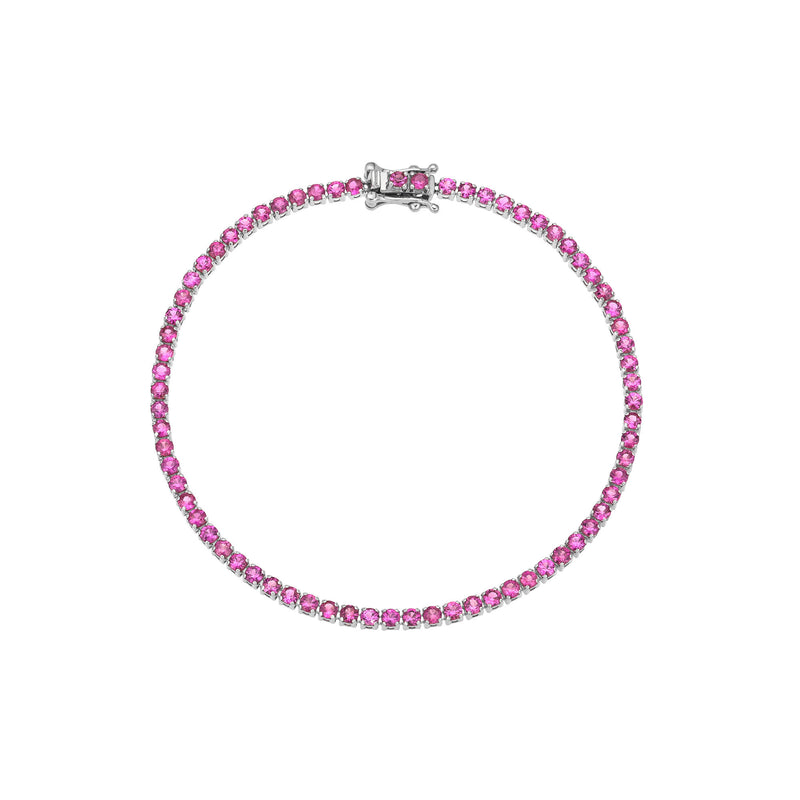 Petite Ruby Tennis Bracelet White Gold by Logan Hollowell Jewelry
