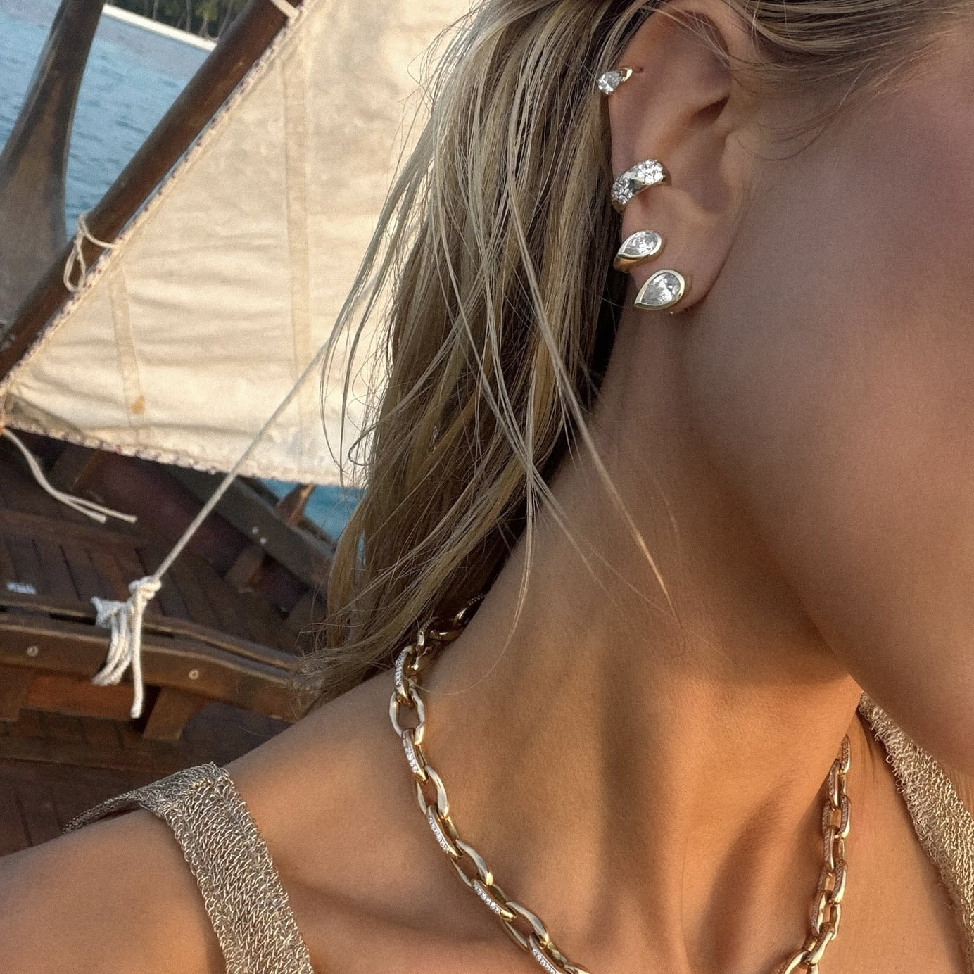 Sevenfold Diamond Ear Cuff by Logan Hollowell Jewelry