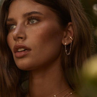 Eau de Rose Cut Iris Chain Cuff Earrings by Logan Hollowell Jewelry