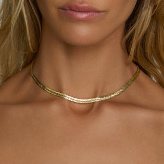 Braided Herringbone Necklace by Logan Hollowell Jewelry