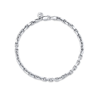 Men's Oval Light Link Chain Bracelet 8" White Gold  by Logan Hollowell Jewelry