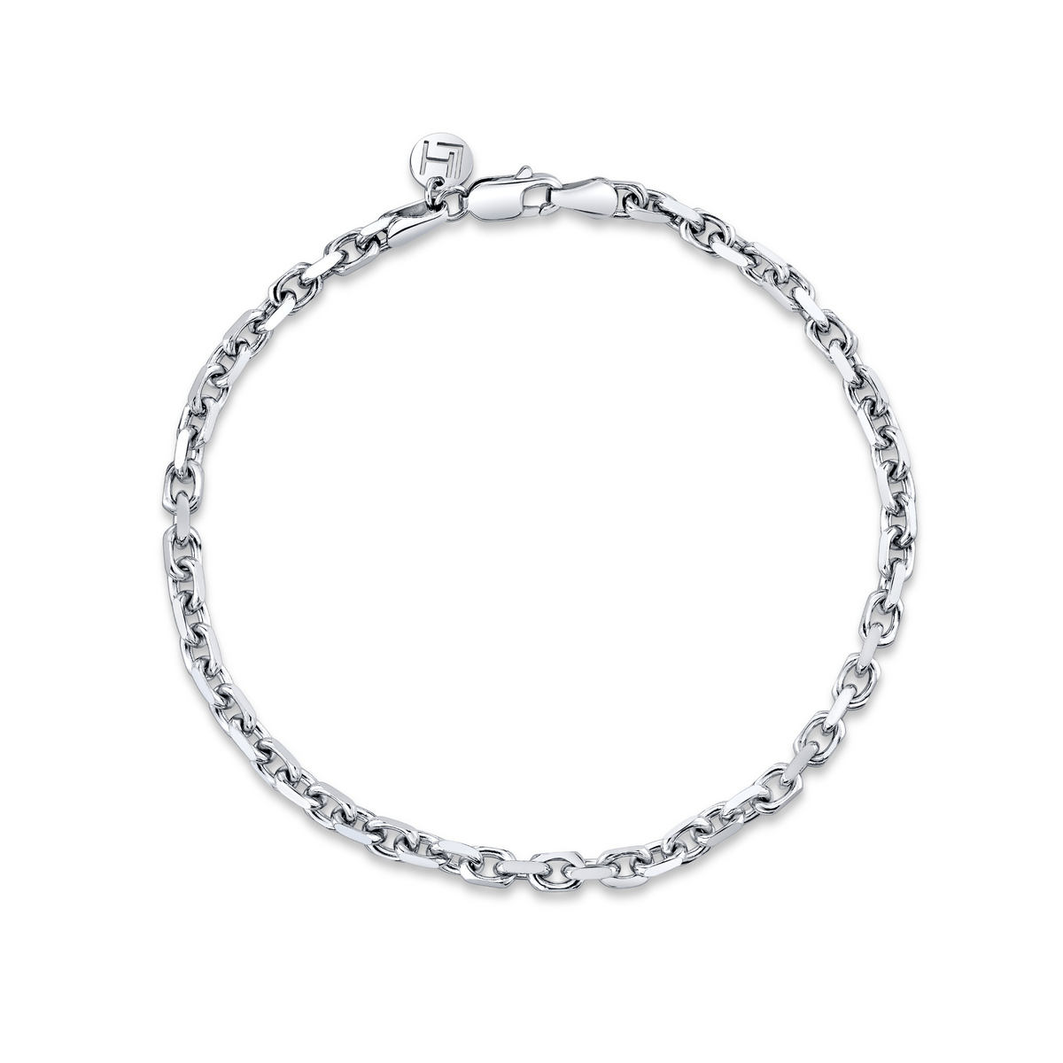 Men's Oval Light Link Chain Bracelet | Ready to Ship White Gold 8" by Logan Hollowell Jewelry