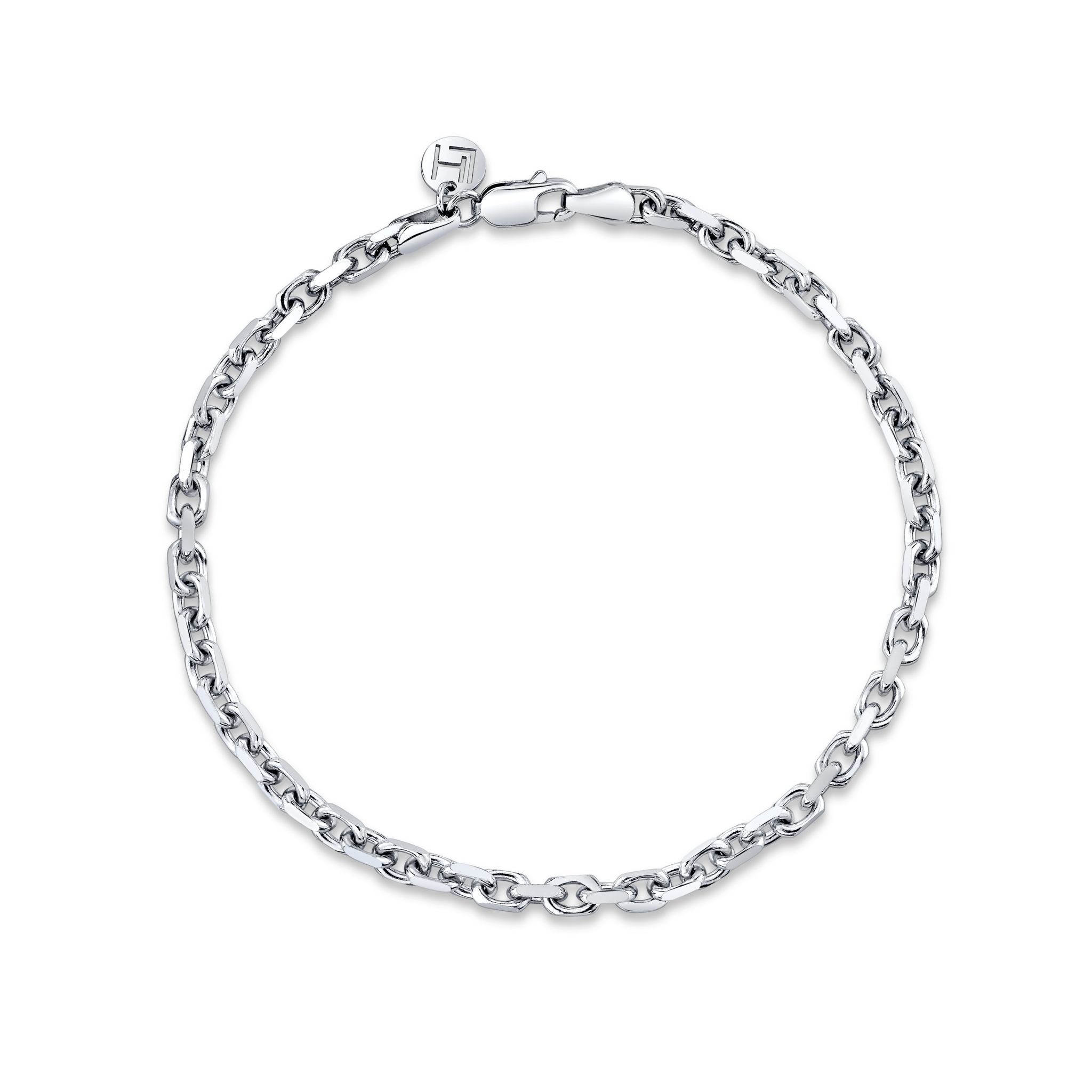 Men's Oval Light Link Chain Bracelet | Ready to Ship White Gold 8" by Logan Hollowell Jewelry