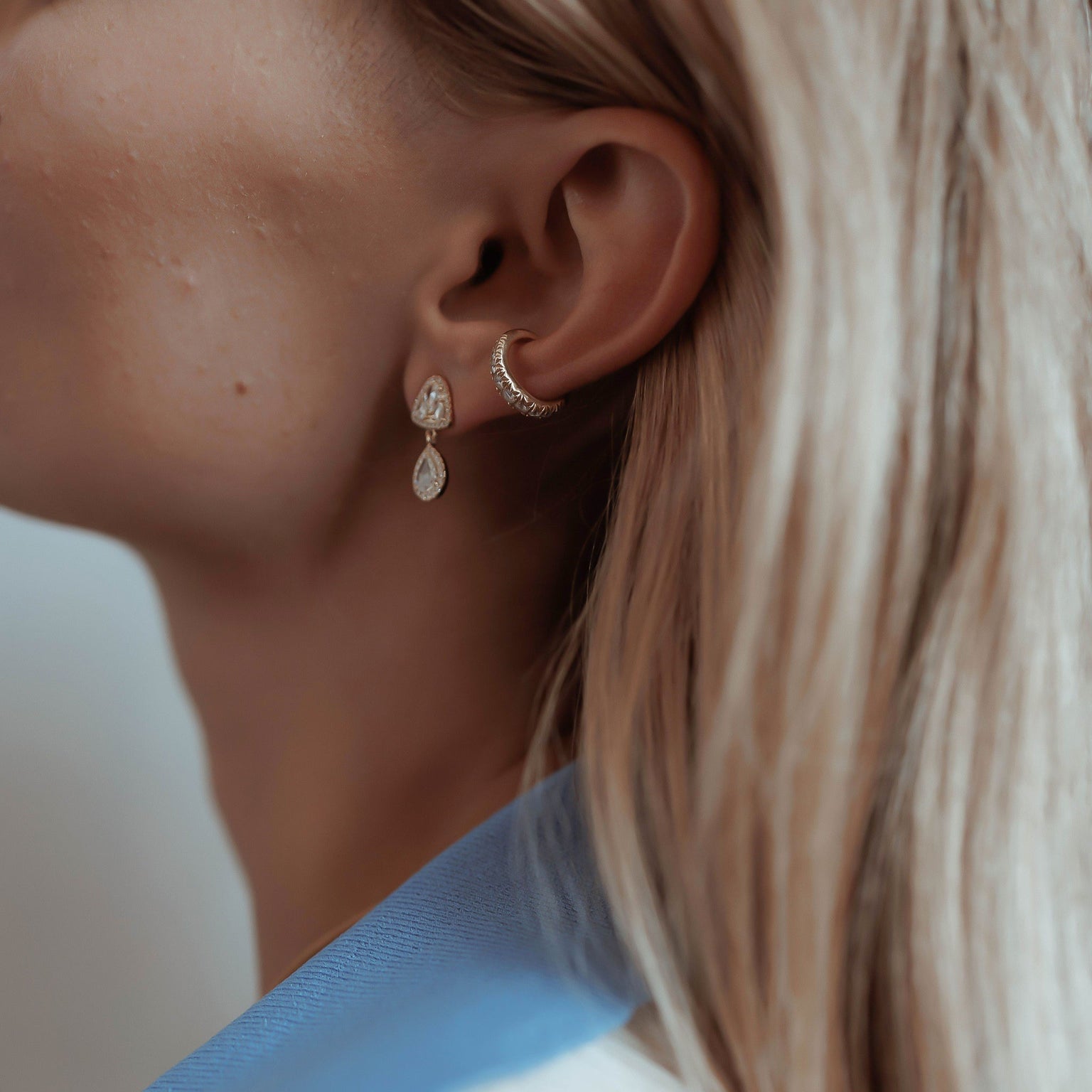 Eau De Rose Cut Mushroom Studs    by Logan Hollowell Jewelry