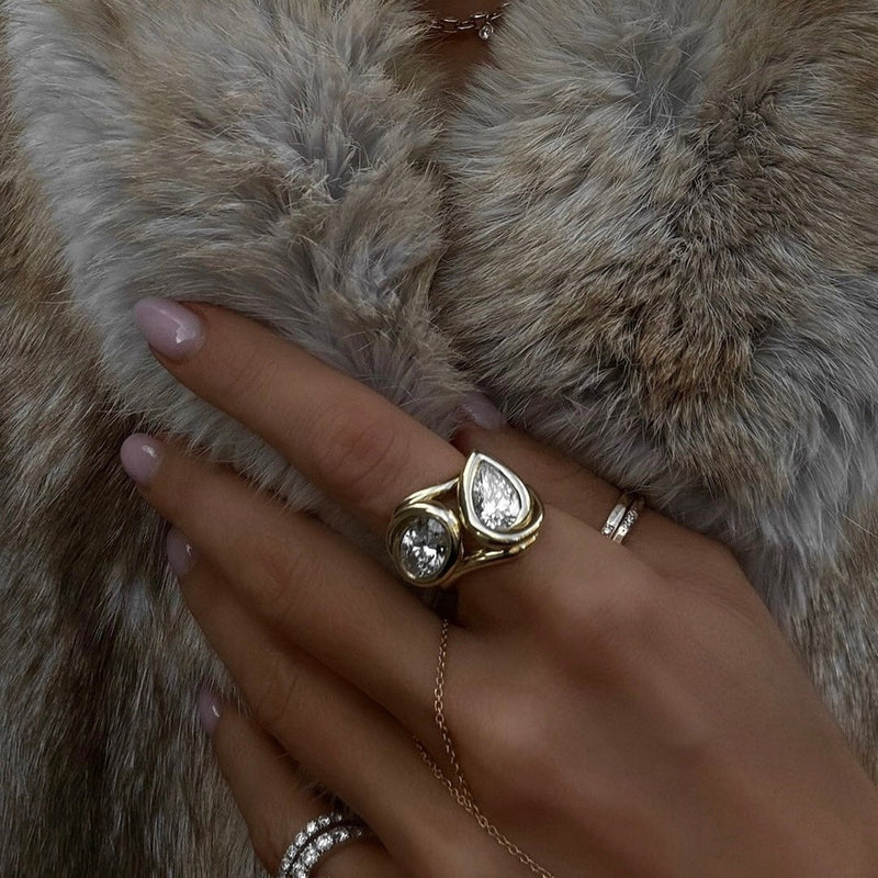 Enigma Water Drop Diamond Ring by Logan Hollowell Jewelry