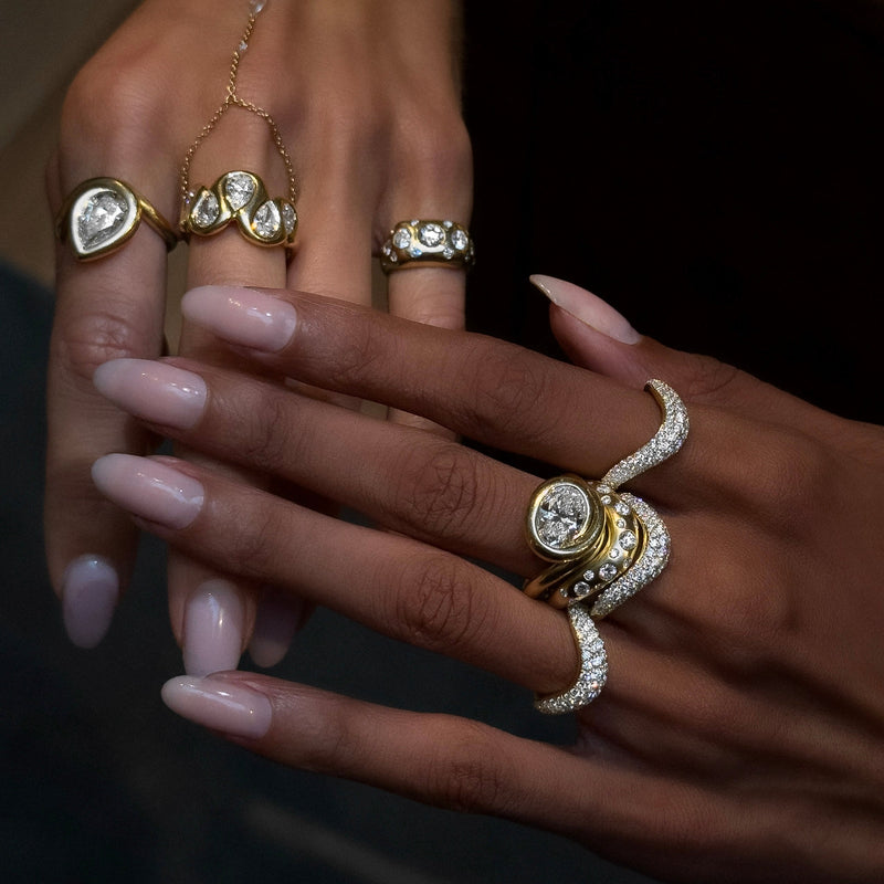 Enigma Oracle Set Diamond Wave Band by Logan Hollowell Jewelry