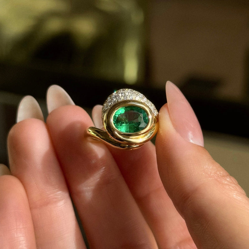 Enigma Emerald Pavé Ring by Logan Hollowell Jewelry