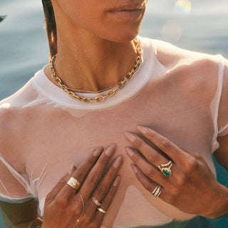 Graduated Atlantis Diamond Chain Necklace with Pavé Trillion Toggle by Logan Hollowell Jewelry