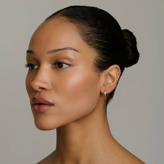 Three Star Set Rounded Diamond Huggies by Logan Hollowell Jewelry