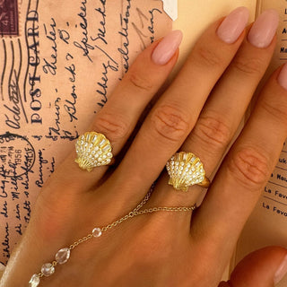 Diamond Shell Ring by Logan Hollowell Jewelry