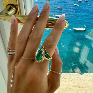 Baguette Emerald Tusk Ring by Logan Hollowell Jewelry