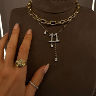 11 Pavé Diamond Numerology Necklace by Logan Hollowell Jewelry