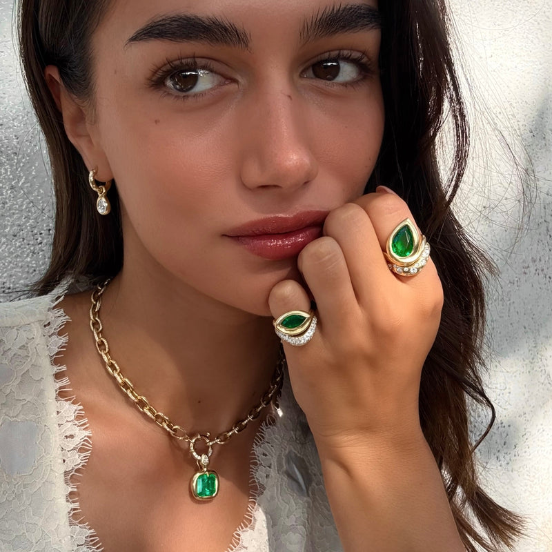 Enigma Eye Marquise Emerald Ring (0.94 CT) by Logan Hollowell Jewelry