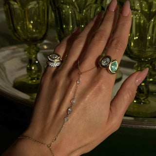 LH x Kosas Shiny Objects Rose Cut Diamond Hand Chain by Logan Hollowell Jewelry