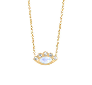 Angel Eye Moonstone Necklace | Ready to Ship Yellow Gold 16"  by Logan Hollowell Jewelry