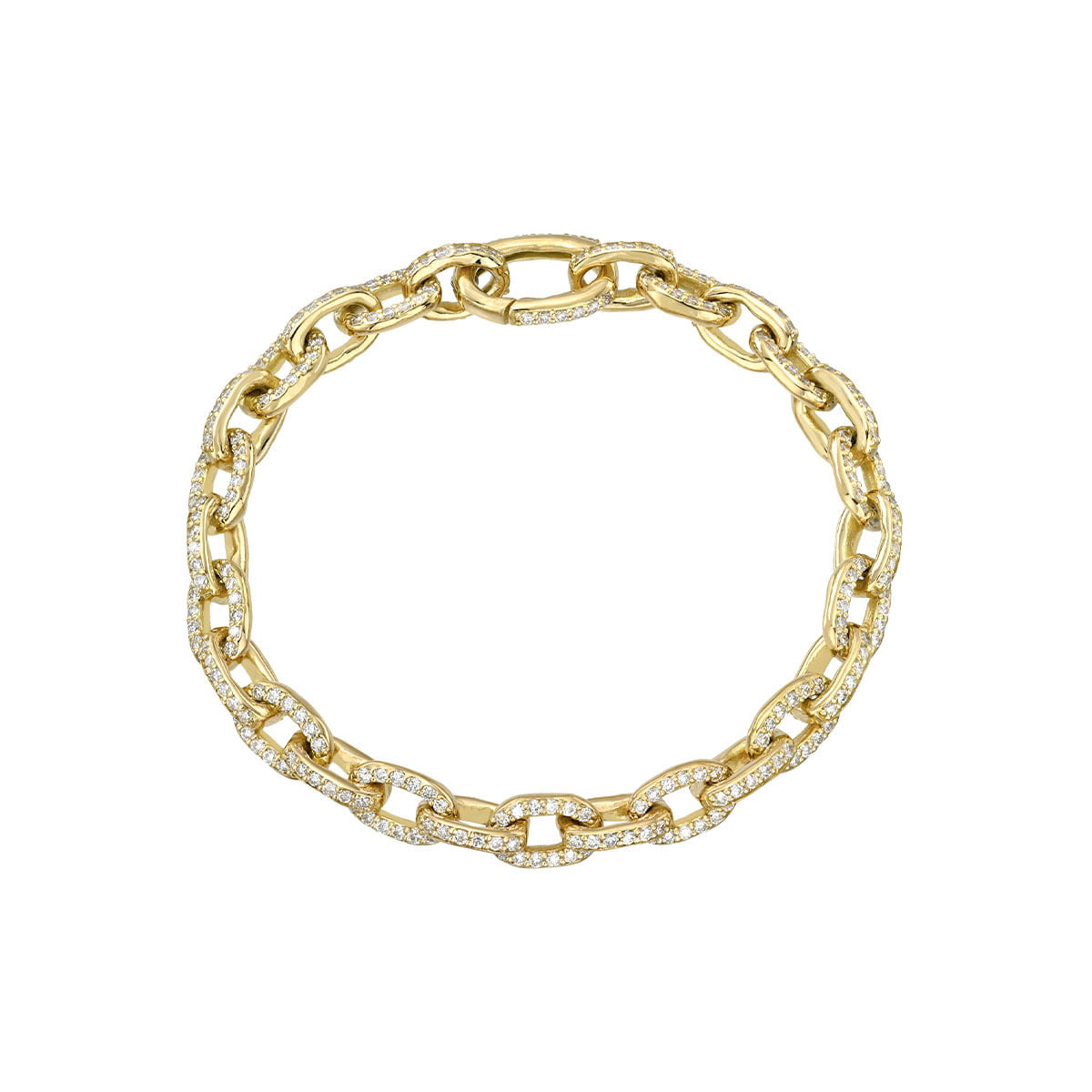 Atlantis Pavé Diamond Chain Bracelet Yellow Gold by Logan Hollowell Jewelry