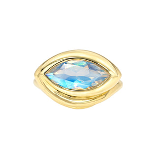 Enigma Angel Eye Marquise Moonstone Ring by Logan Hollowell Jewelry