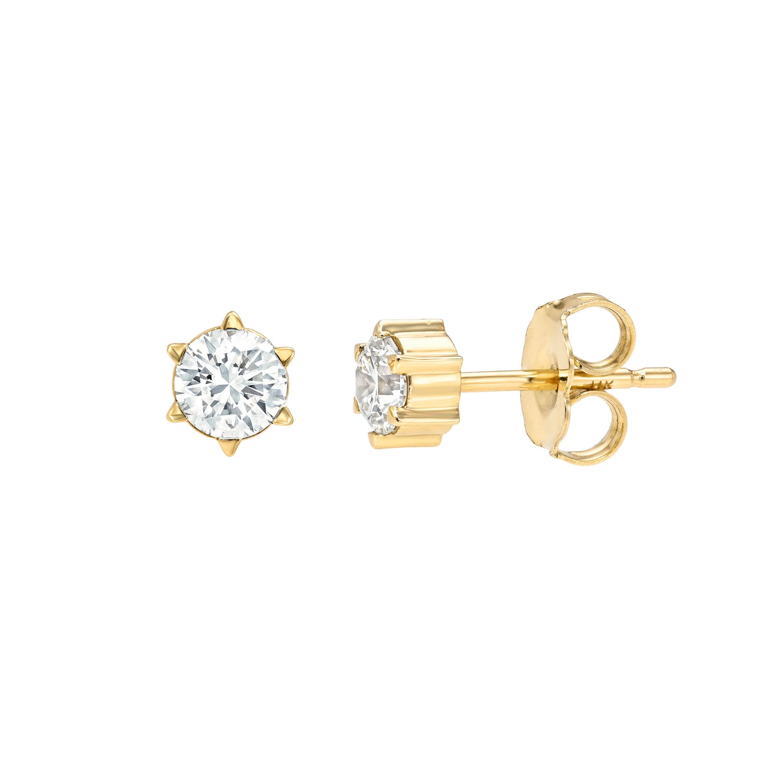 Solar Flare Diamond Stud Earrings by Logan Hollowell Jewelry
