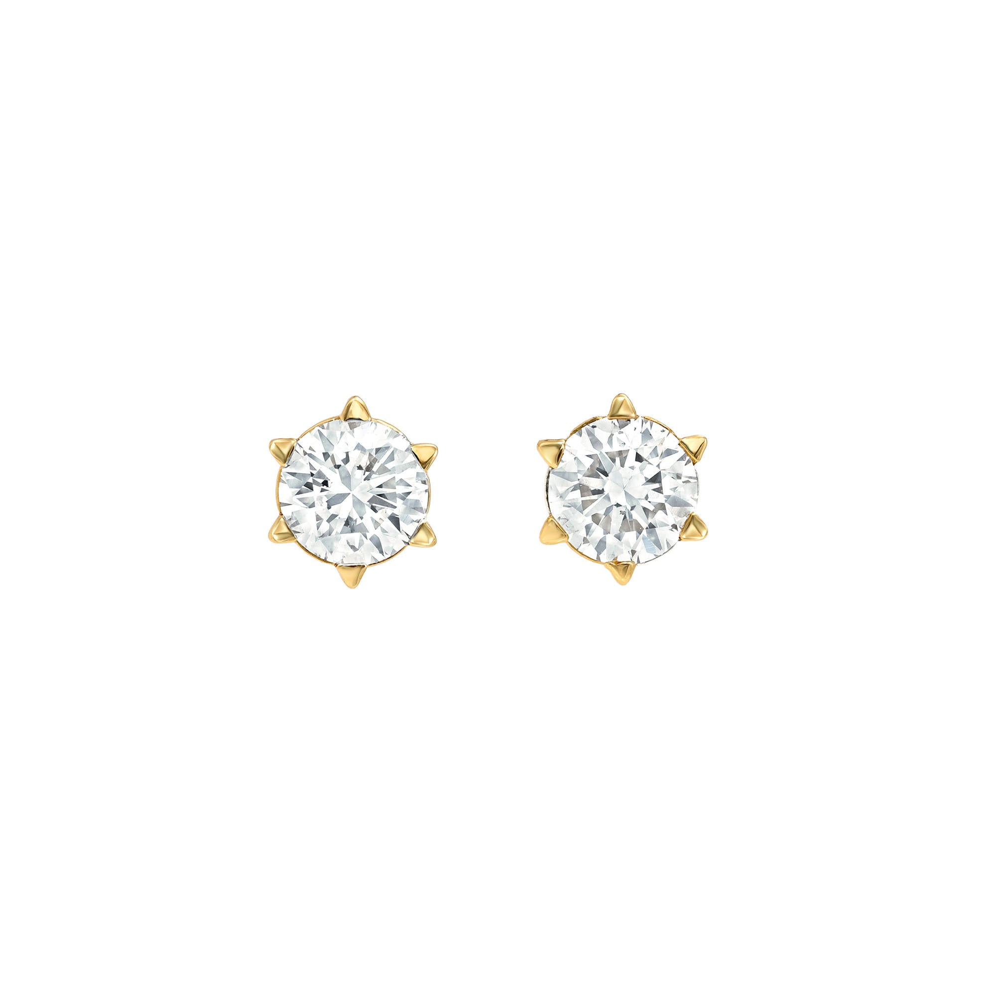 Solar Flare Diamond Stud Earrings Yellow Gold by Logan Hollowell Jewelry