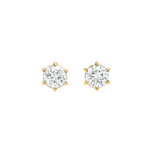 Solar Flare Diamond Stud Earrings Yellow Gold by Logan Hollowell Jewelry