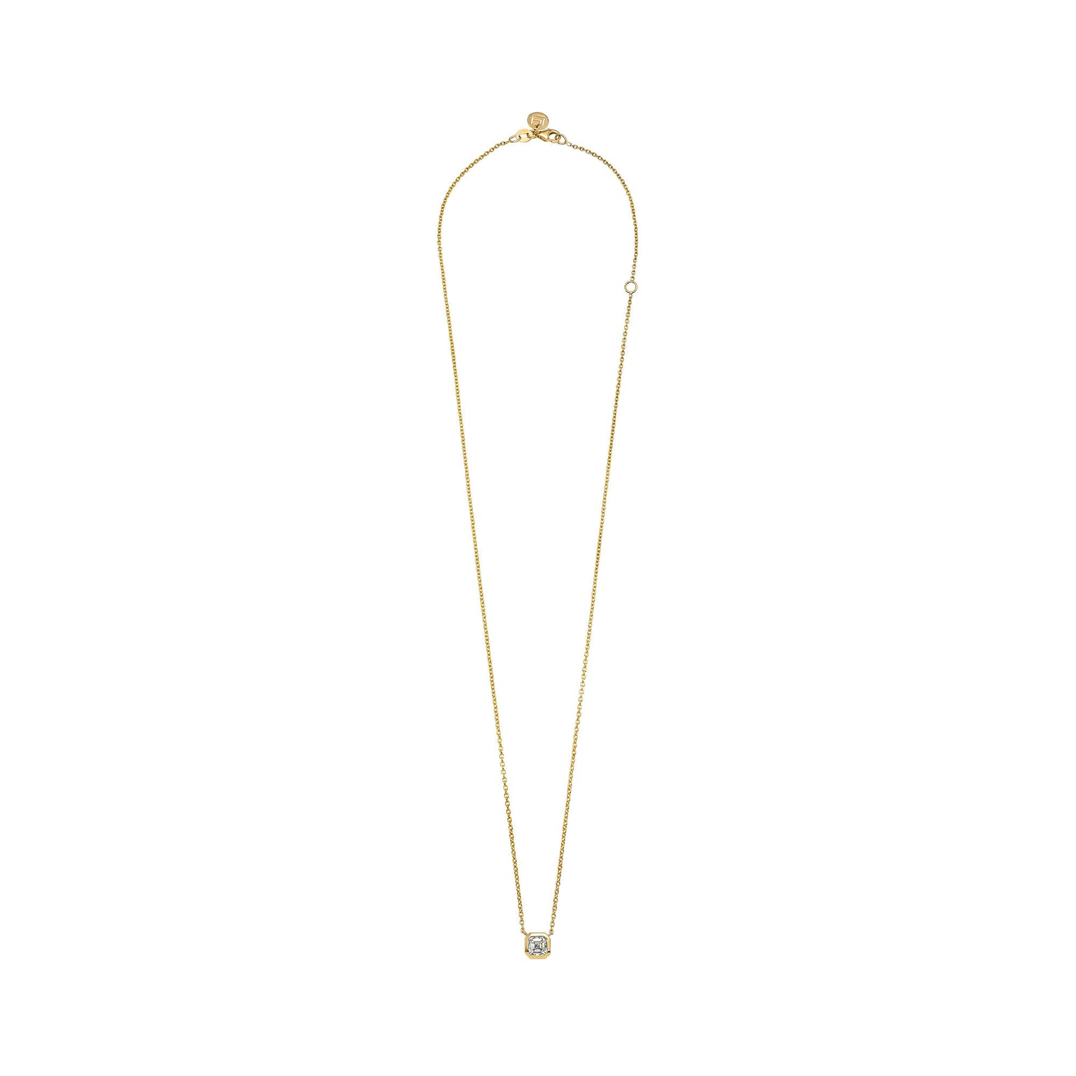 Asscher Bezel Diamond Necklace by Logan Hollowell Jewelry