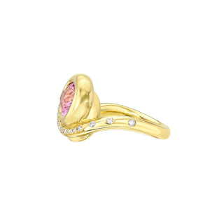 Enigma Pink Sapphire Ring with Pavé Diamonds by Logan Hollowell Jewelry