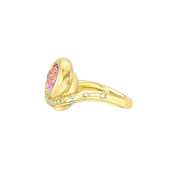 Enigma Pink Sapphire & Pavé Diamond Ring by Logan Hollowell Jewelry