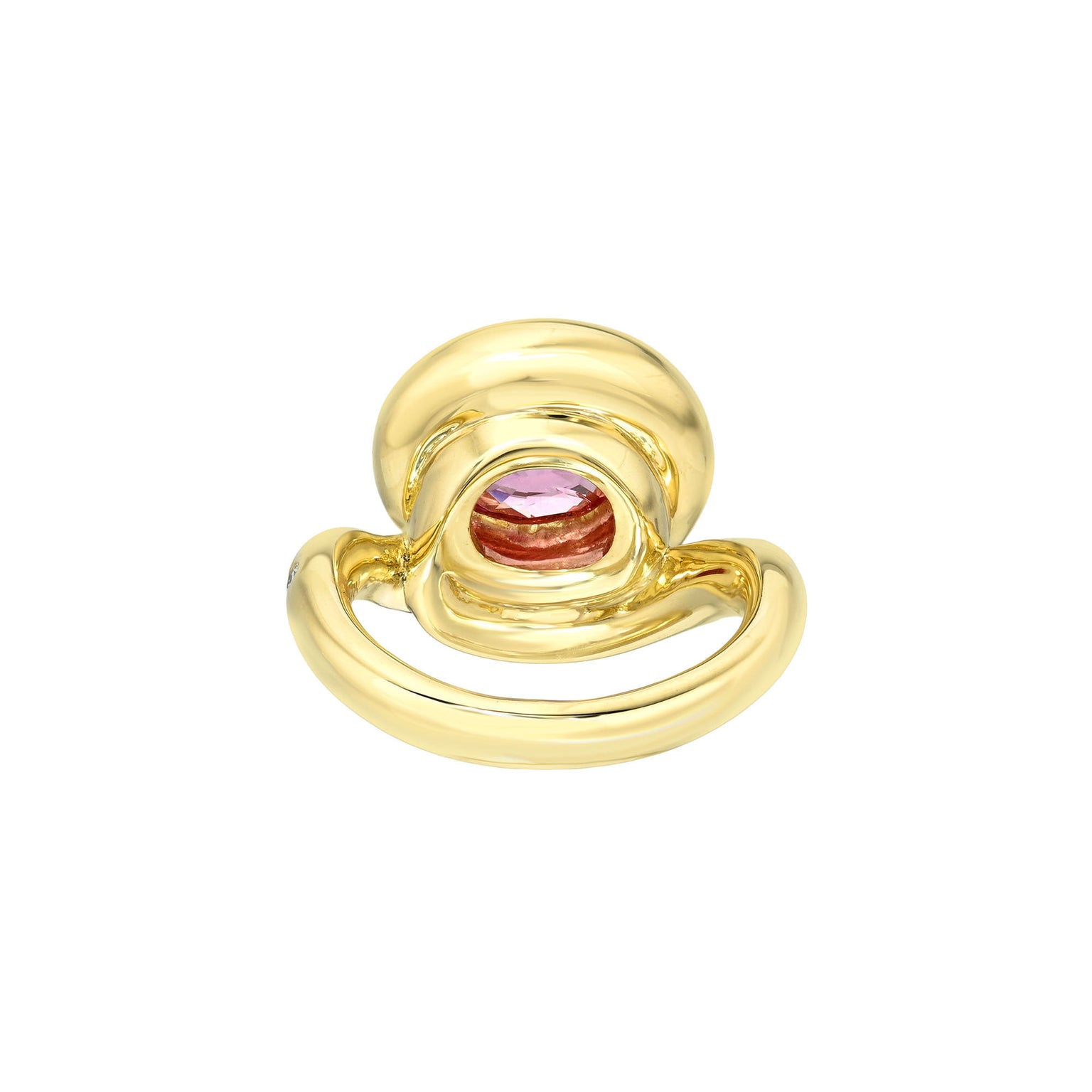Enigma Pink Sapphire Ring with Pavé Diamonds by Logan Hollowell Jewelry