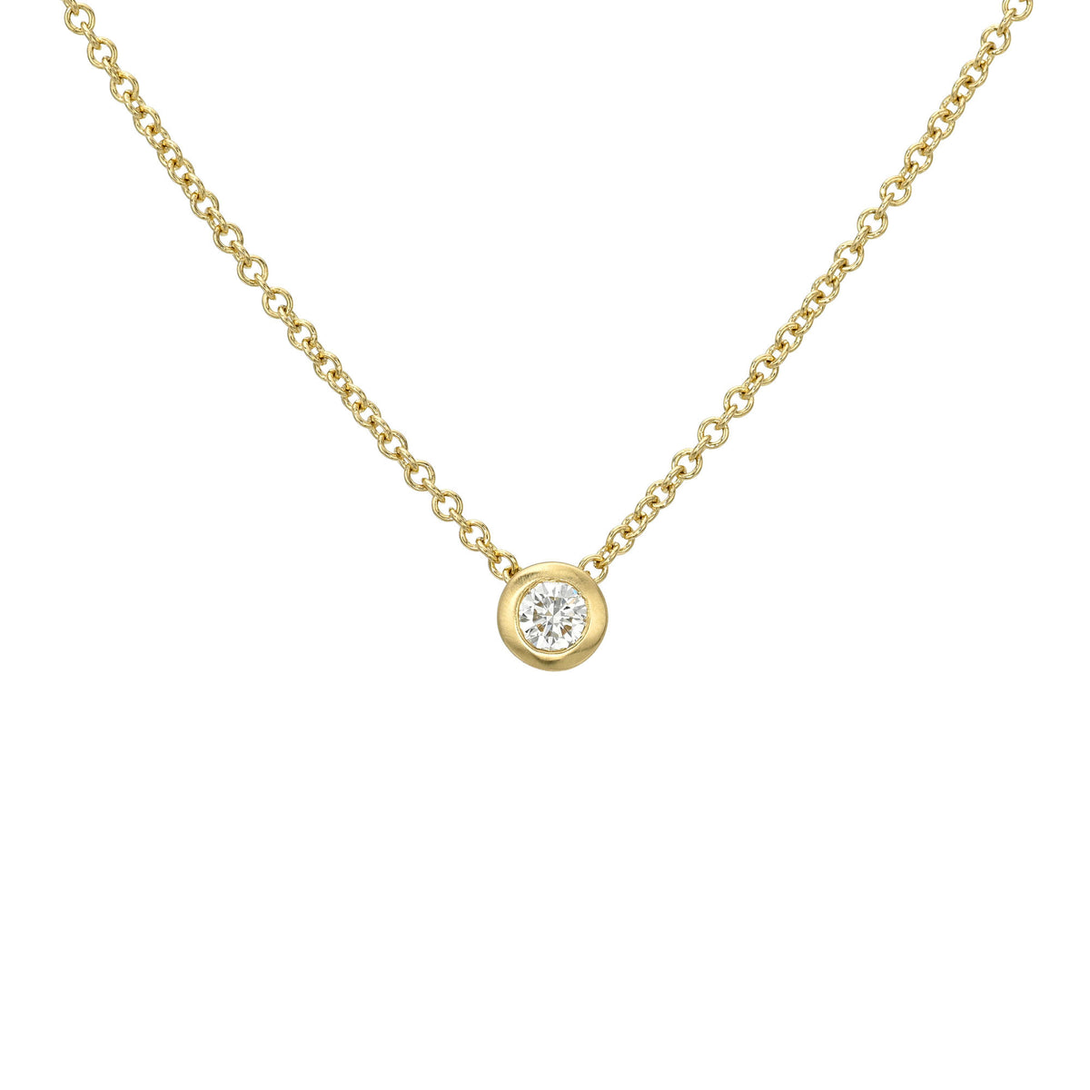 Bubble Diamond Solitaire Necklace Yellow Gold by Logan Hollowell Jewelry