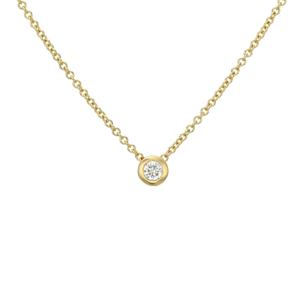 Bubble Diamond Solitaire Necklace Yellow Gold by Logan Hollowell Jewelry