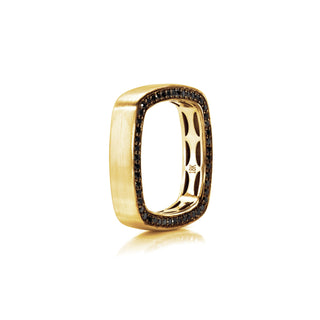 Men's 12 Wishes Square Black Diamond Ring Yellow Gold 8  by Logan Hollowell Jewelry