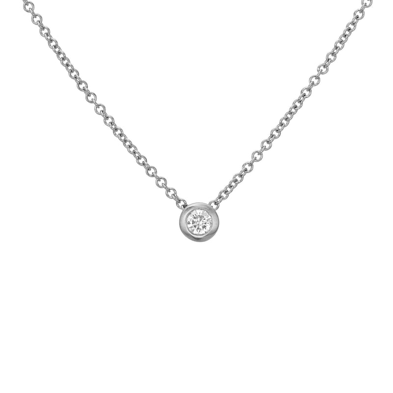 Bubble Diamond Solitaire Necklace White Gold by Logan Hollowell Jewelry