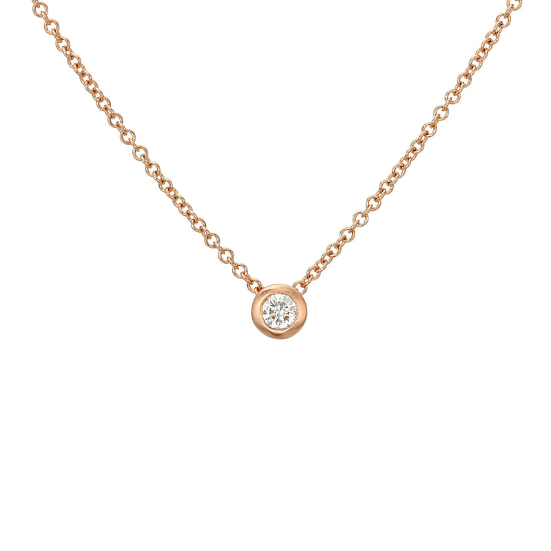 Bubble Diamond Solitaire Necklace Rose Gold by Logan Hollowell Jewelry