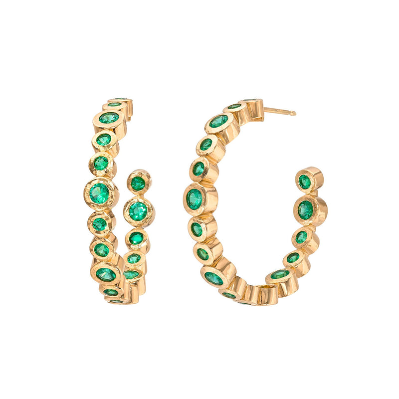 Emerald Bubble Hoops Rose Gold by Logan Hollowell Jewelry
