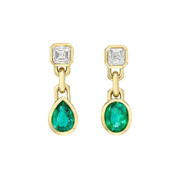 Lovers Duet Chain Drop Earrings Yellow Gold by Logan Hollowell Jewelry