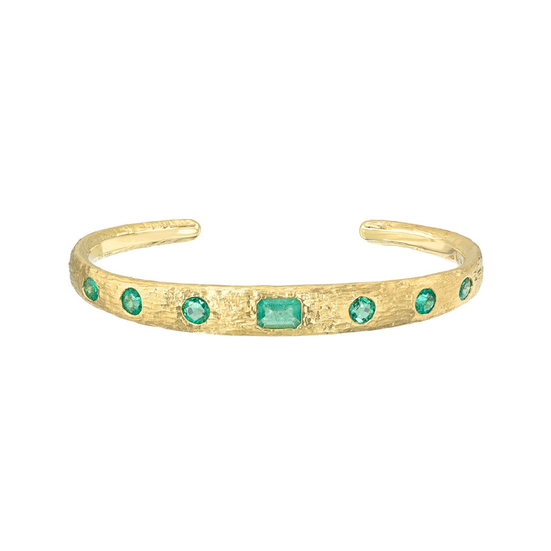 Queen Emerald Cuff Yellow Gold by Logan Hollowell Jewelry