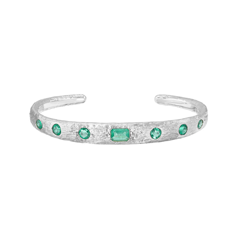 Queen Emerald Cuff White Gold by Logan Hollowell Jewelry
