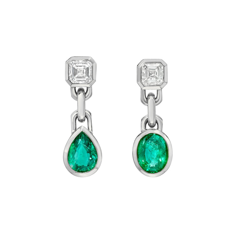 Lovers Duet Chain Drop Earrings White Gold by Logan Hollowell Jewelry