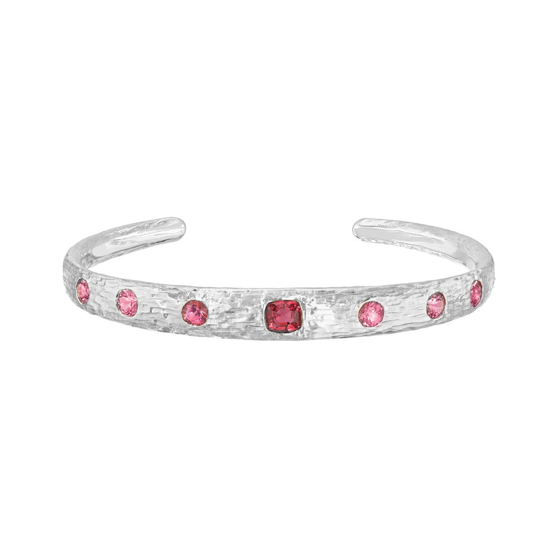 Queen Rose Spinel Cuff White Gold by Logan Hollowell Jewelry