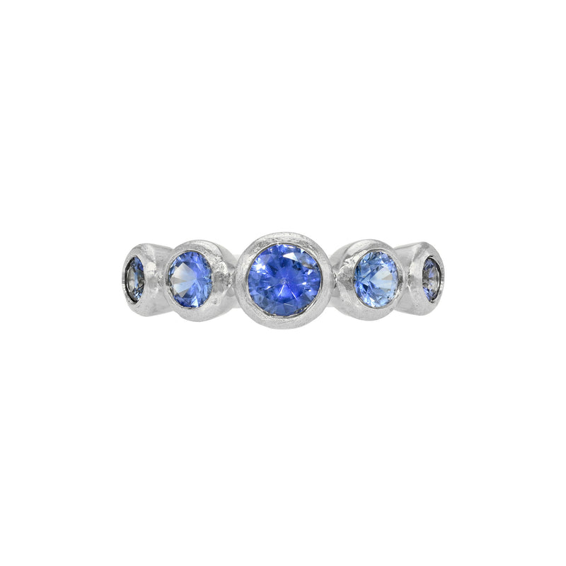 Blue Sapphire Bubble Ring White Gold 14K 3 by Logan Hollowell Jewelry