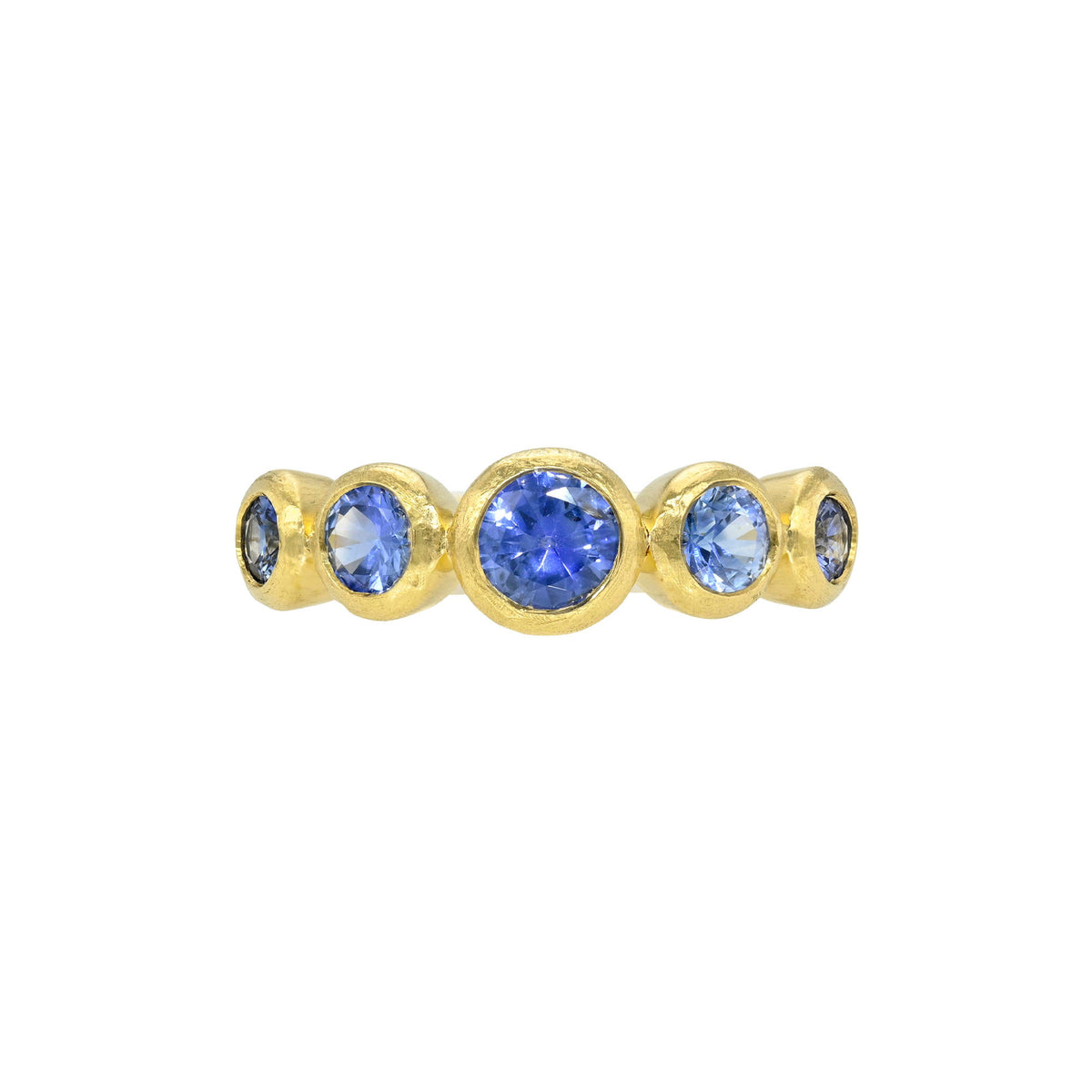 Blue Sapphire Bubble Ring Yellow Gold 14K 3 by Logan Hollowell Jewelry